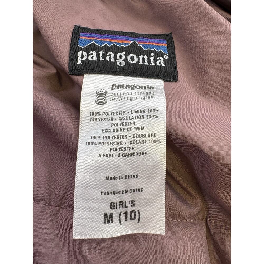 Patagonia Girls Medium 10 Insulated Long Coat Cocoa Parka Full Zip Pockets - Picture 8 of 14